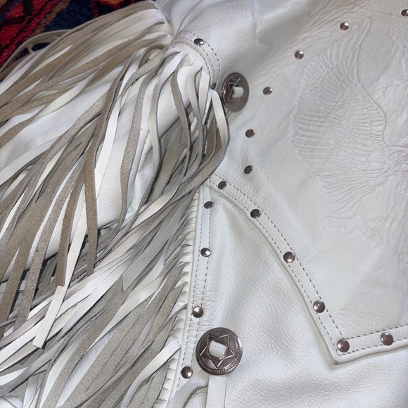 Vintage 80s Eagle Fringed Cow-Boy Western Leather Jacket - Picture 4 of 10